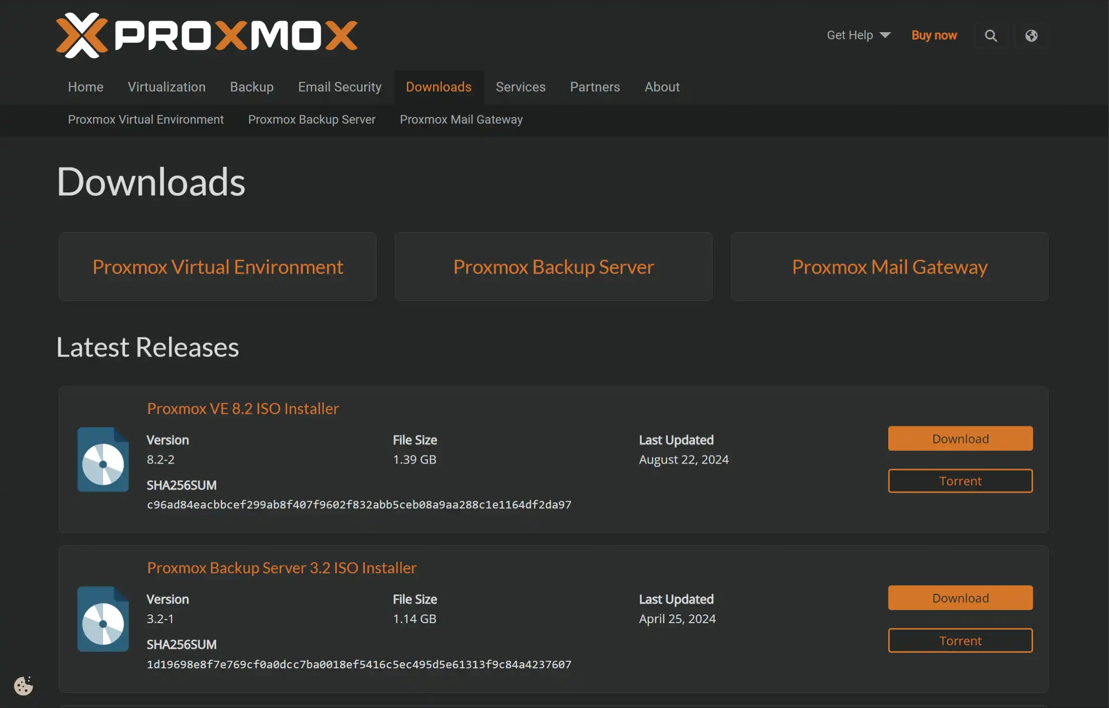 最新のisoファイルをダウンロード