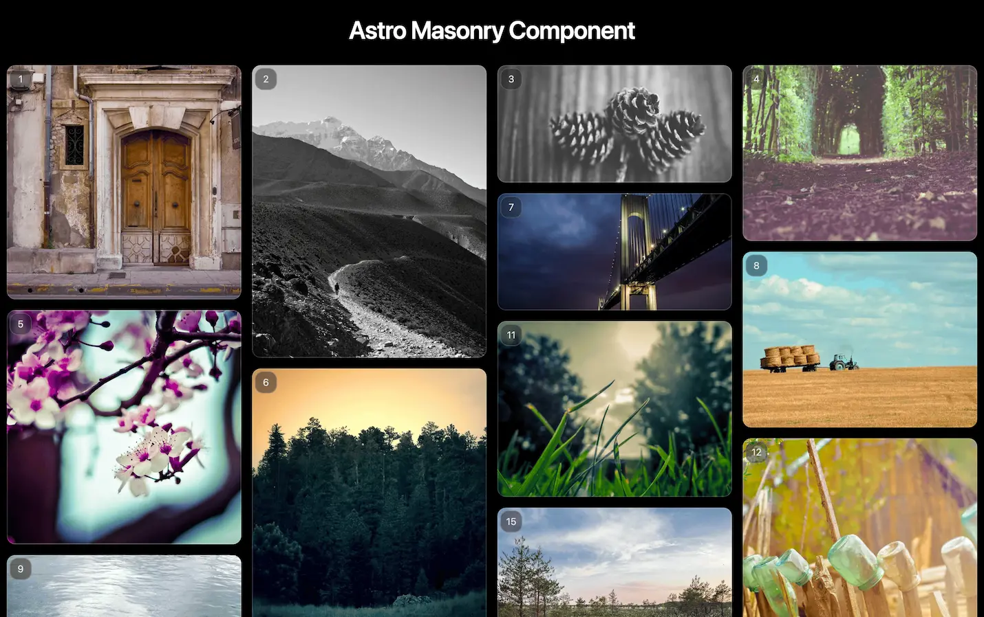 Masonry レイアウトとは、このようなレイアウトのこと